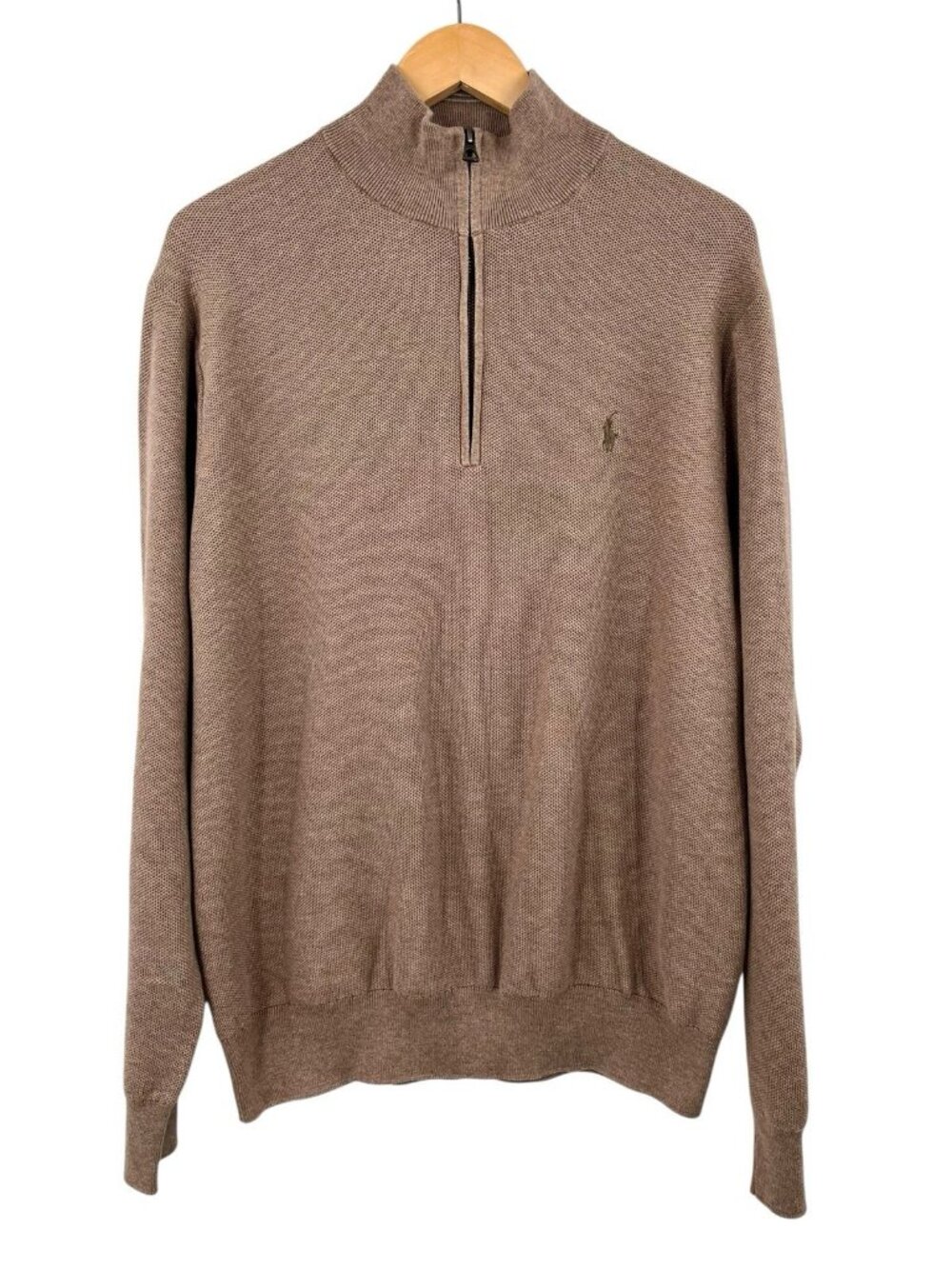 POLO RALPH LAUREN Men's Tan 1/4 Zip High Neck Sweater XL
